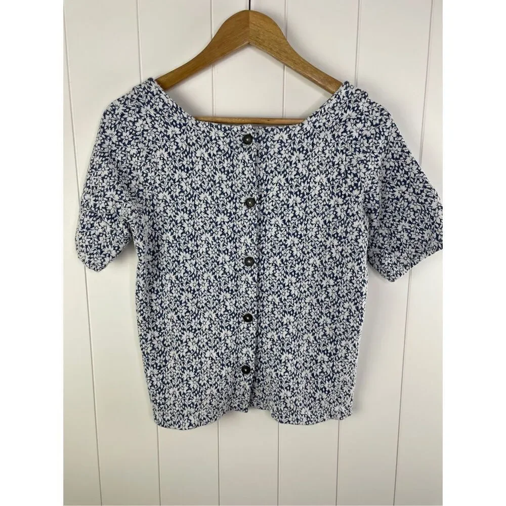 Madewell‎ Floral Jacquard Button-Back Cottage Core Top Size XXS